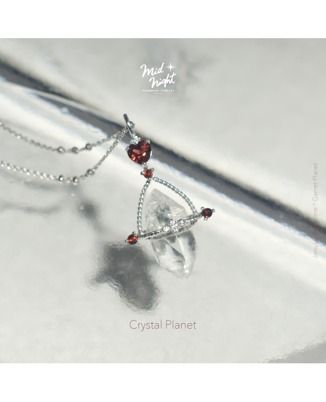 January Birthstone-Garnet Crystal Planet Necklace